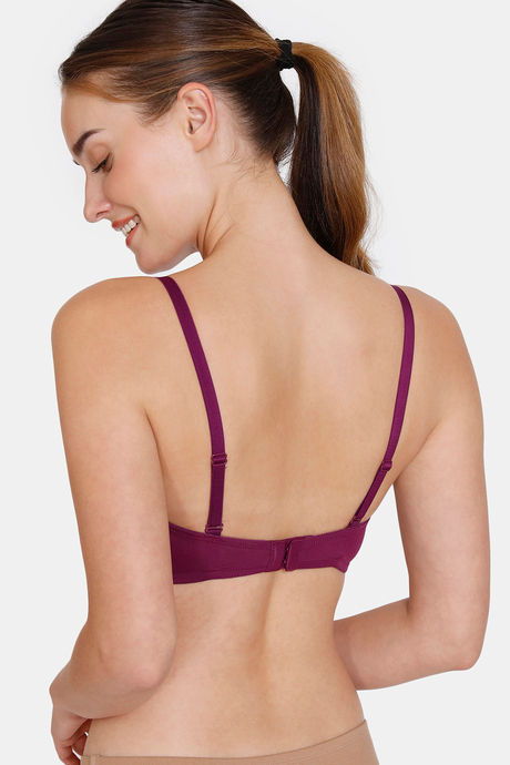Zivame Padded Non Wired 3/4Th Coverage T-Shirt Bra - Dark Purple — image 4